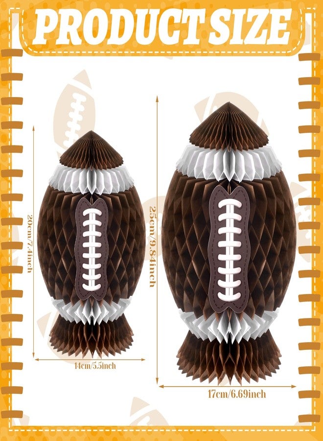 Fourluoo 6 Pcs Football Party Decorations Large Football Honeycomb Centerpieces 3D Ball Table Decor Sports Ball Paper Honeycomb Decorations for Tailgate Party Decoration(7.87 Inch,Brown) - Image 3